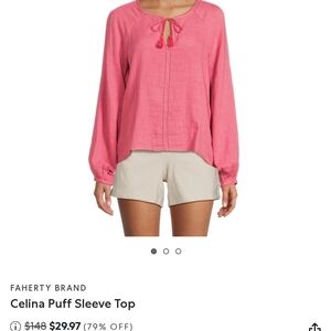Faherty Dusty Rose Long Sleeve Blouse